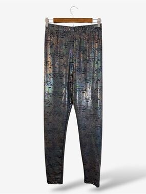 Spirithoods Metallic Snakeskin Leggings Size L Black Iridescent Casual Reptile